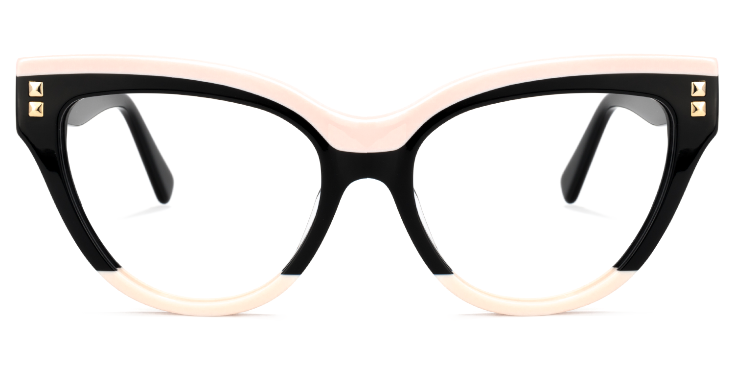 Cascata Schwarz Weiß Cat Eye Brille0