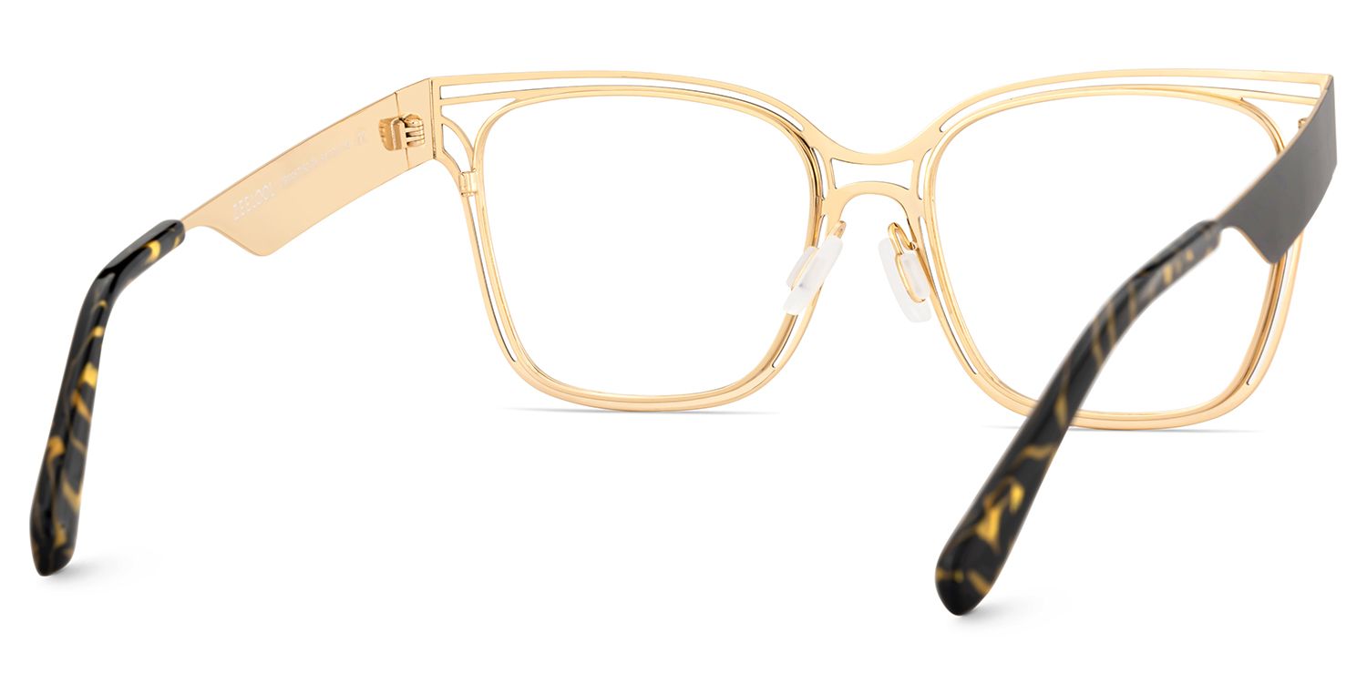 Dacarine Schwarz-Gold Quadratisch Metall Brille6