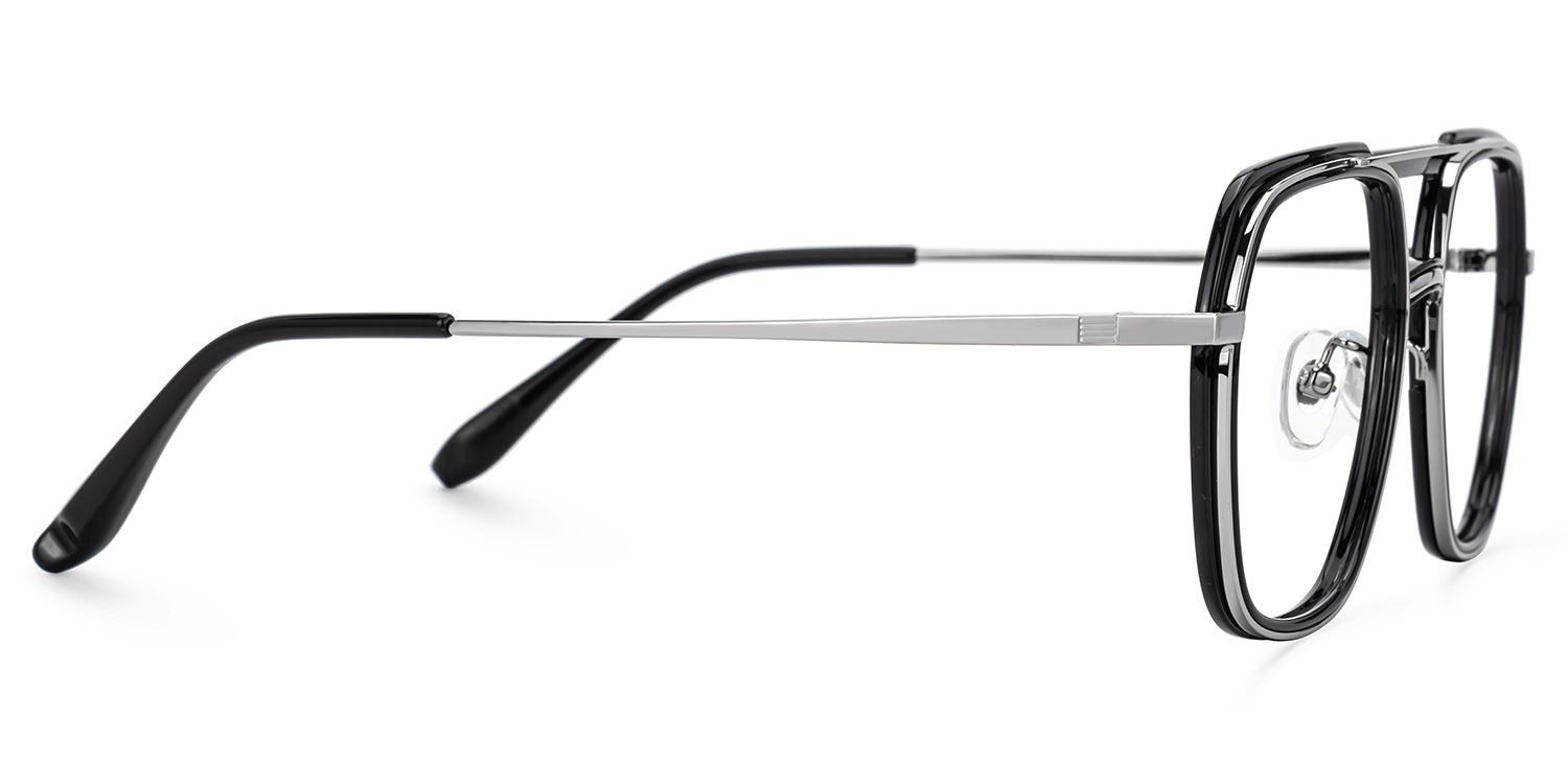 Rickey Schwarz Pilot Gemischte Materialien Brille2