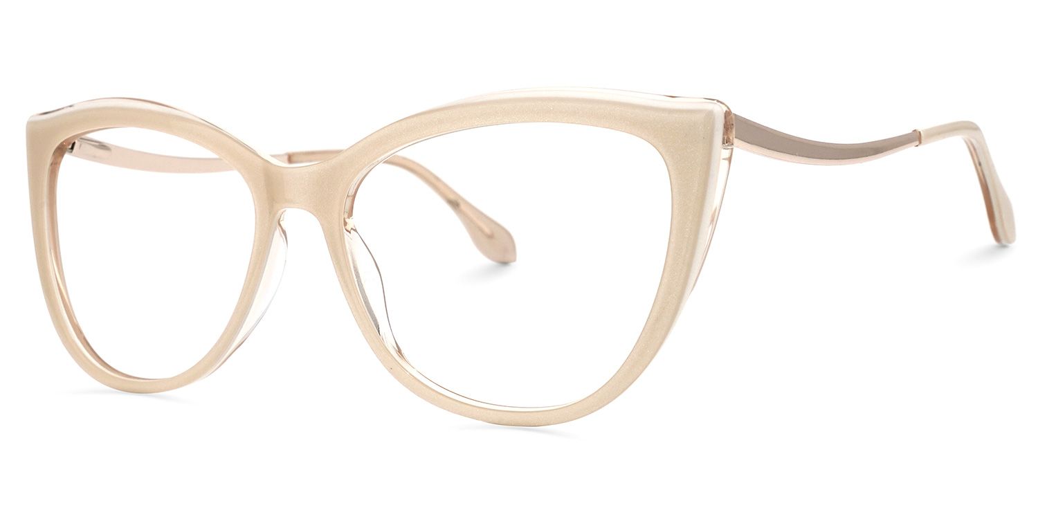 Mila Beige Cateye Brille1