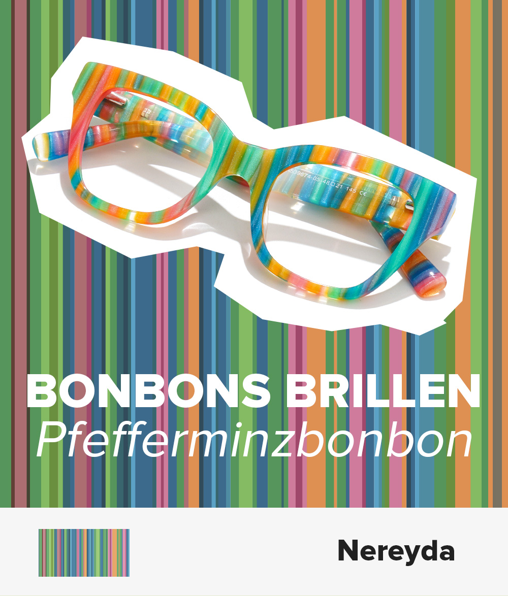 Nereyda Pfefferminzbonbon Bunt Cateye Bonbon Brille
