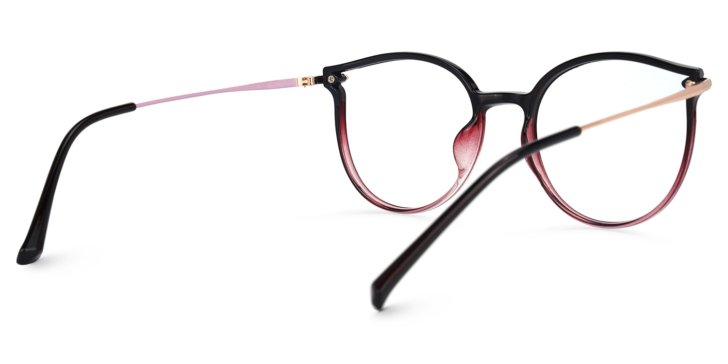 Yadejah Schwarz-Rot Cateye Brille3