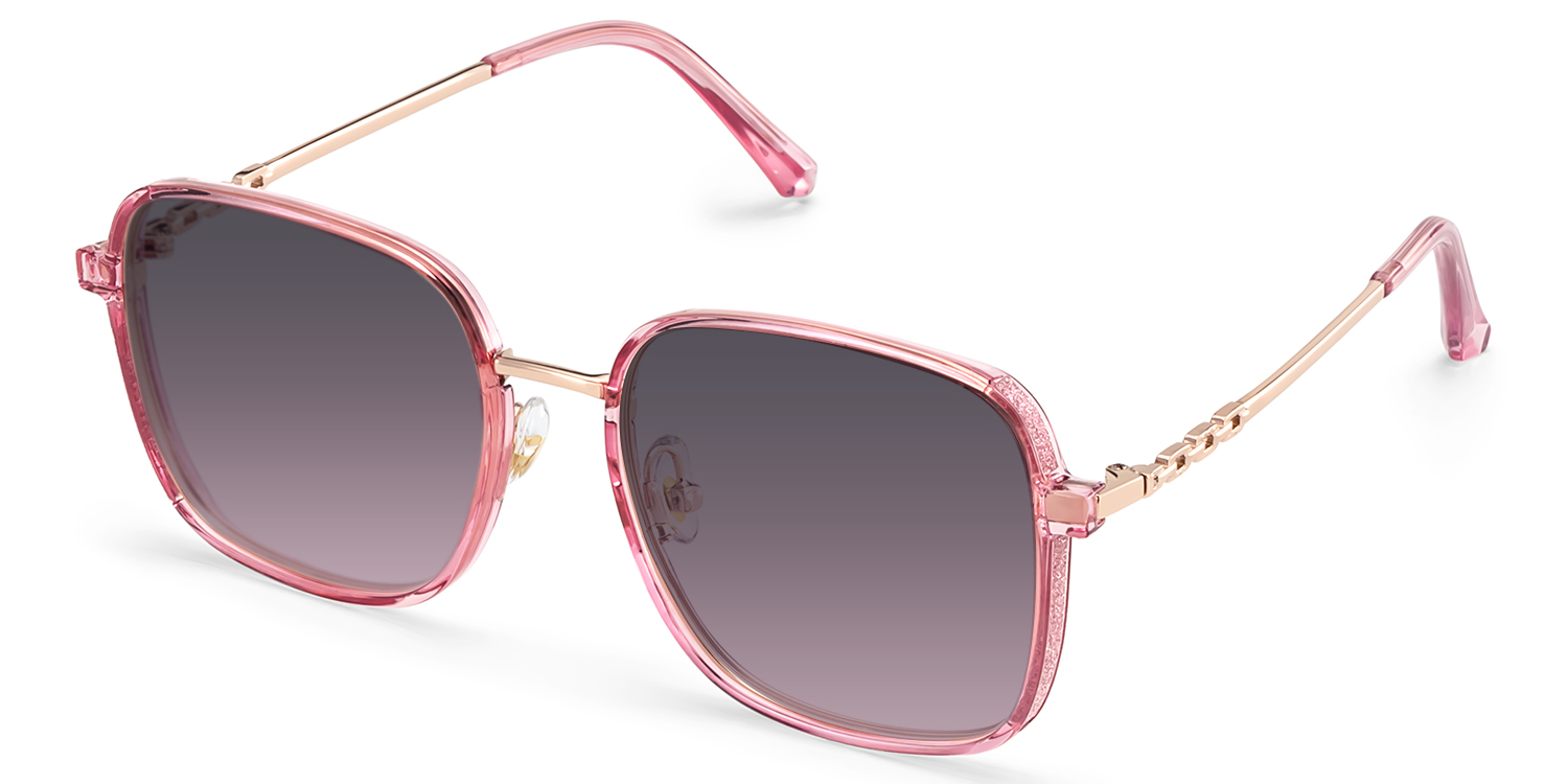 Frida Rosa Quadratisch Gemischte-Materialien Sonnenbrille2