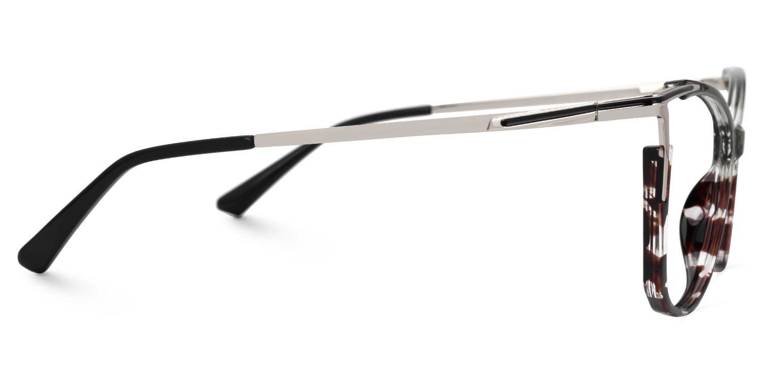 Yomary Grau-Braun Cateye Gemischte Materialien Brille3