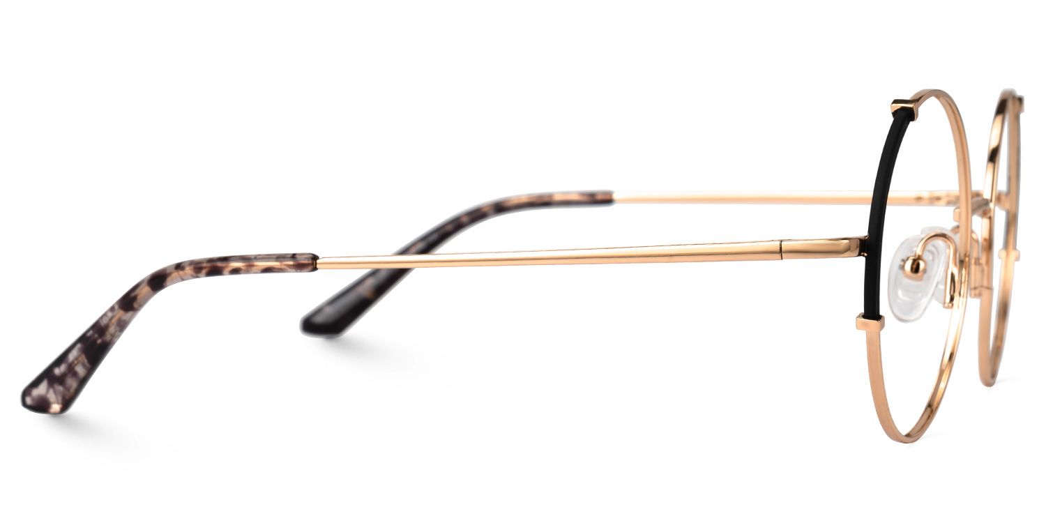 Rindy Schwarz-Gold Rund Brille3