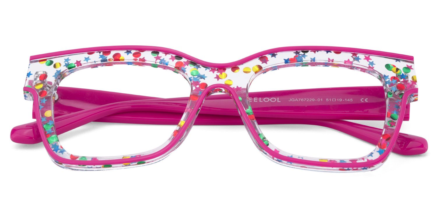 Zerica Rosa-Rot Quadratisch Acetat Brille3