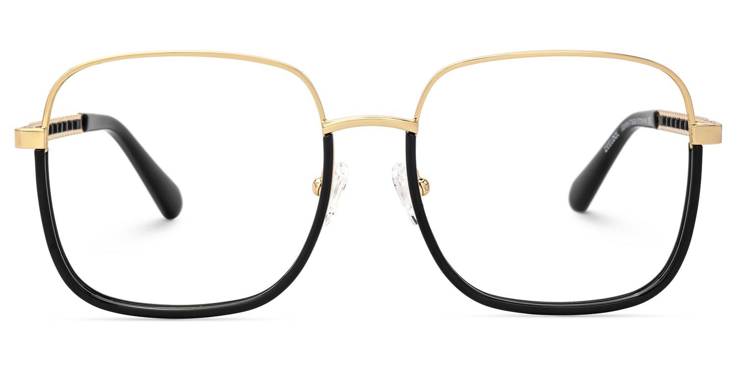 Perfecta Schwarz Quadratisch Gemischte Materialien Brille0