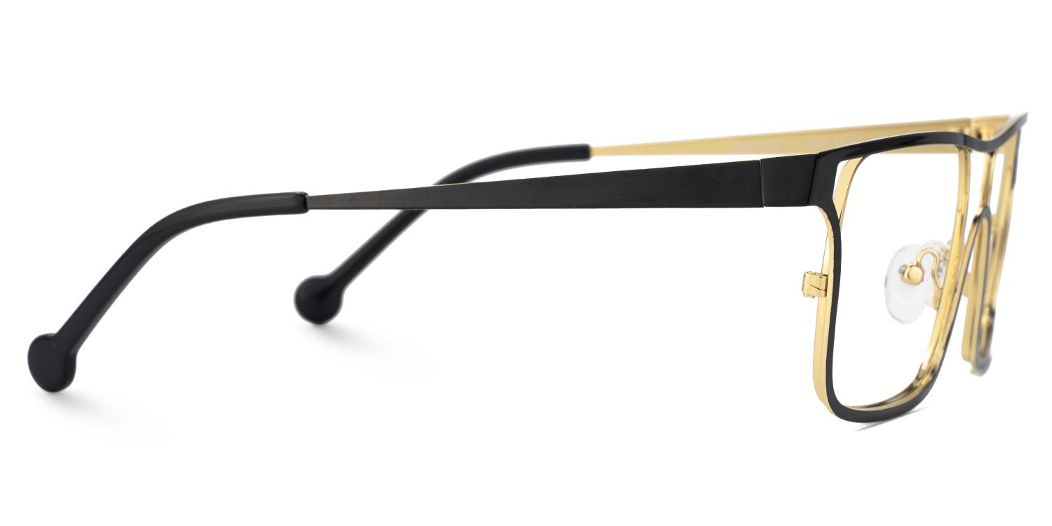 Nova Schwarz-Gold Rechteckig Metall Brille3