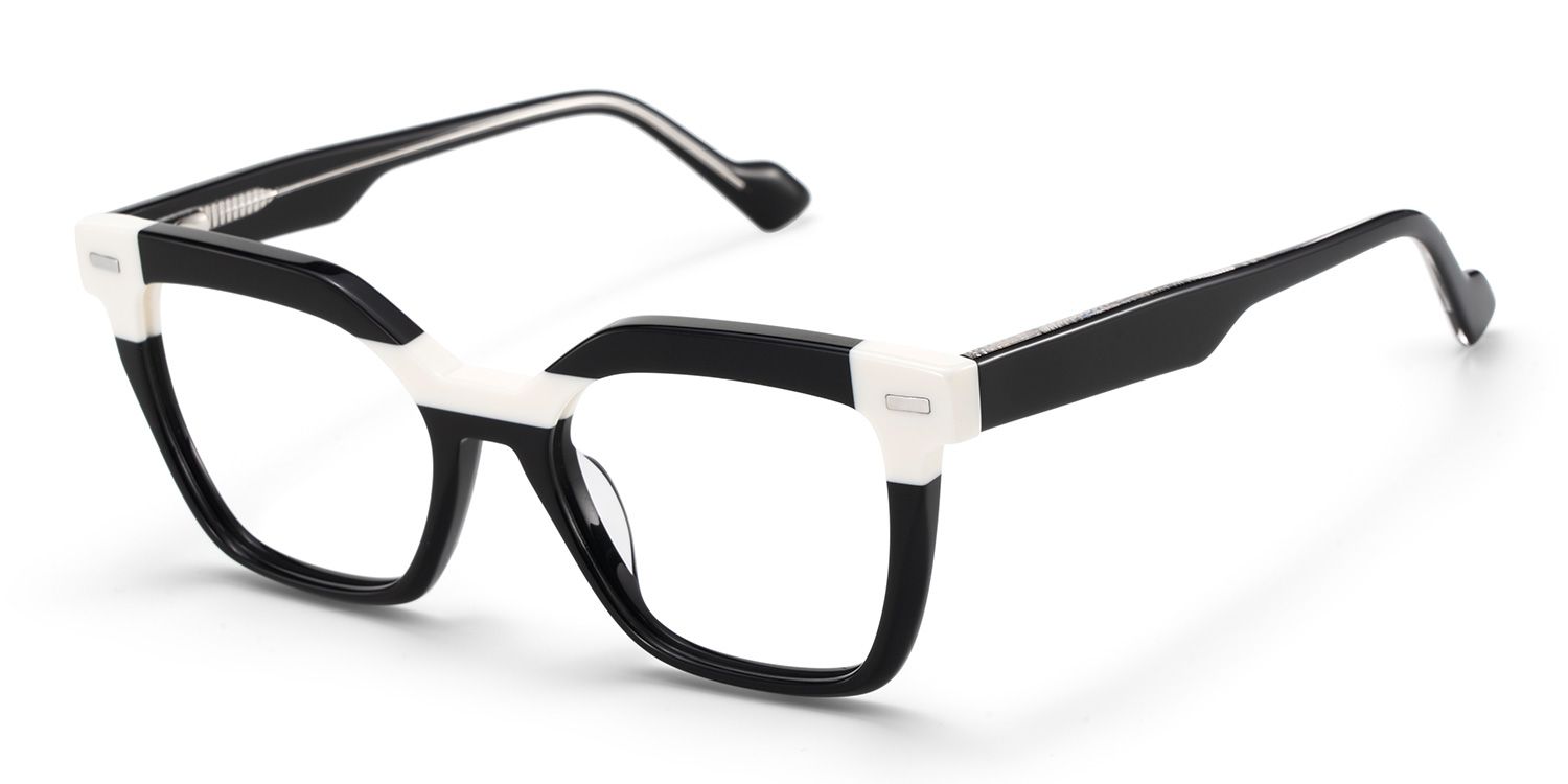 Nidia Schwarz-Weiß Quadratisch TR90 Brille4