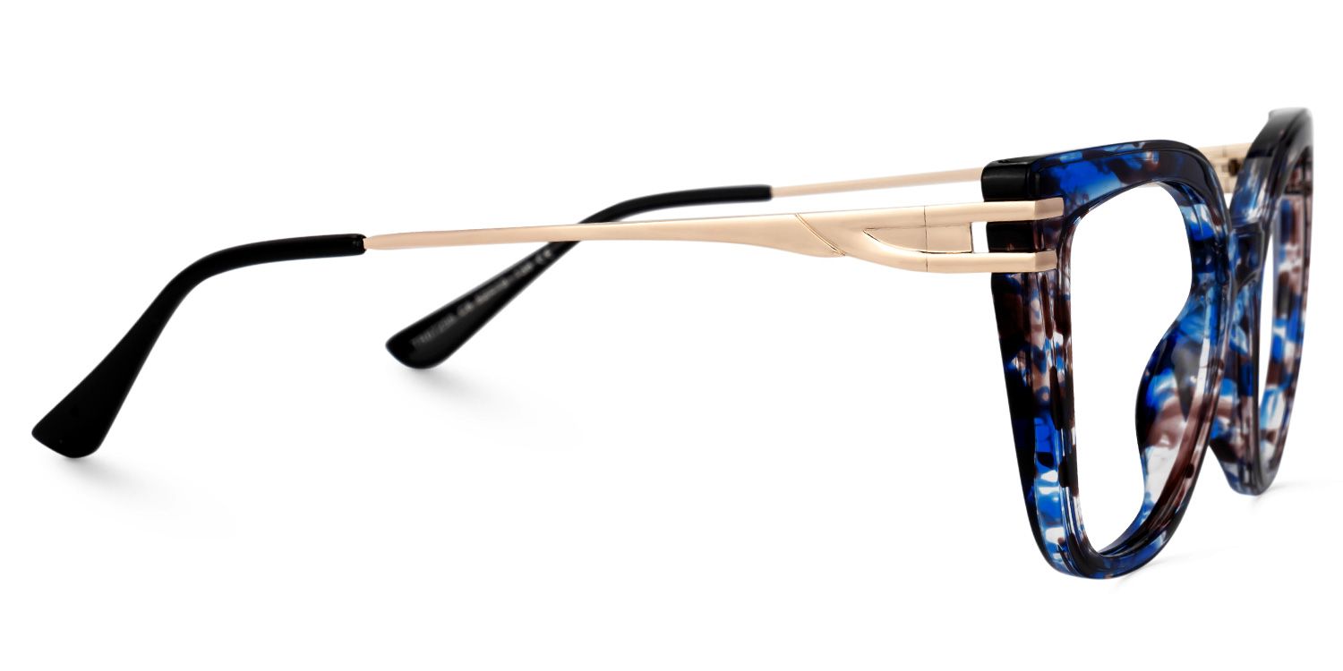 Caitlyn Blumendruck-Blau Cateye Brille5