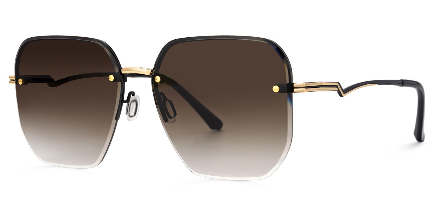 Geralene Gold Geometrisch Metall Sonnenbrille1