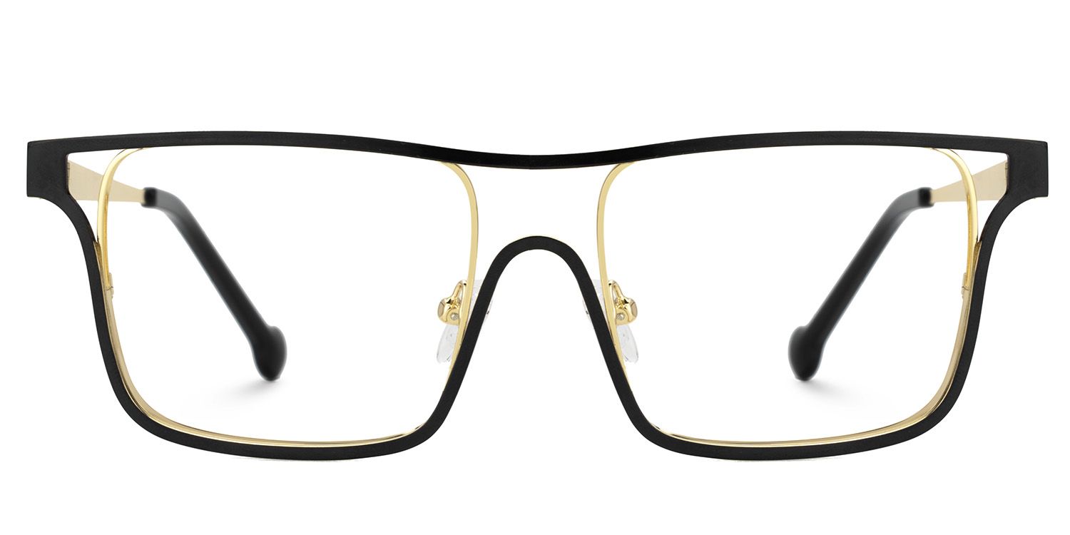 Nova Schwarz-Gold Rechteckig Metall Brille0
