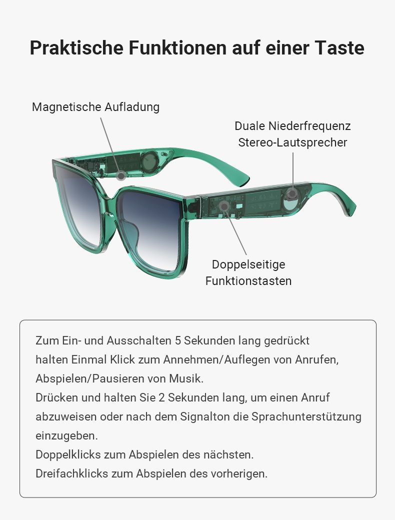 Kaylee Braun Quadratisch Bluetooth Sonnenbrille