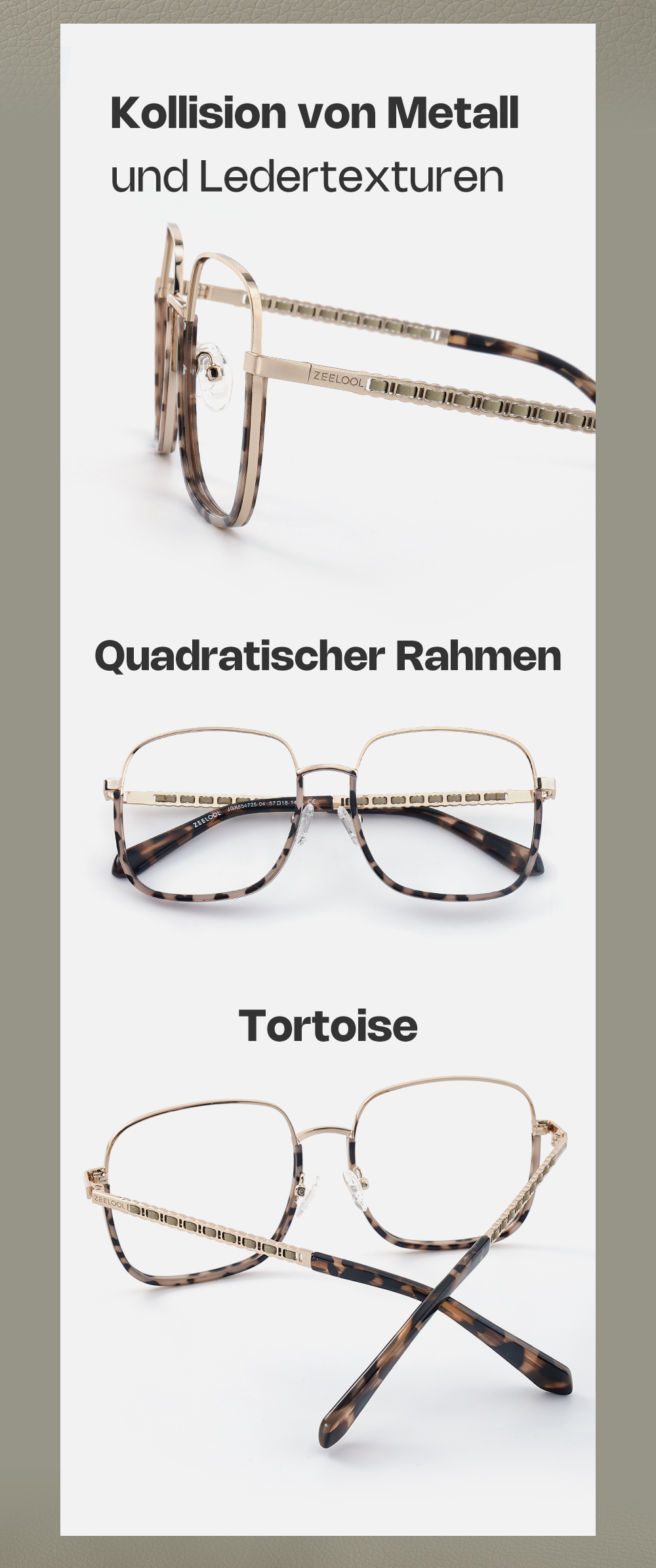 Perfecta Braun-Tortoise Quadratisch Brille