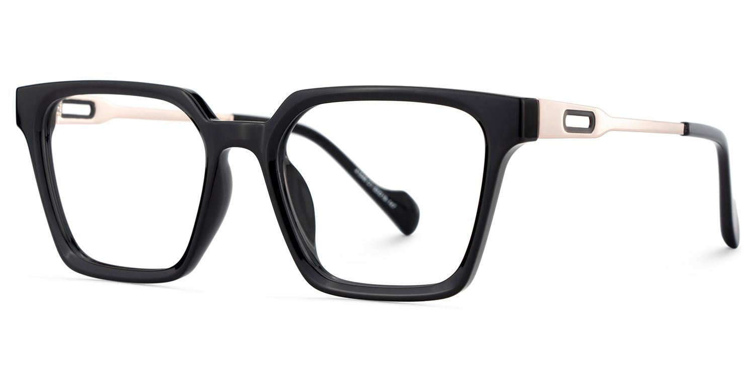 Mabel Schwarz Quadratisch Gemischte-Materialien Brille2