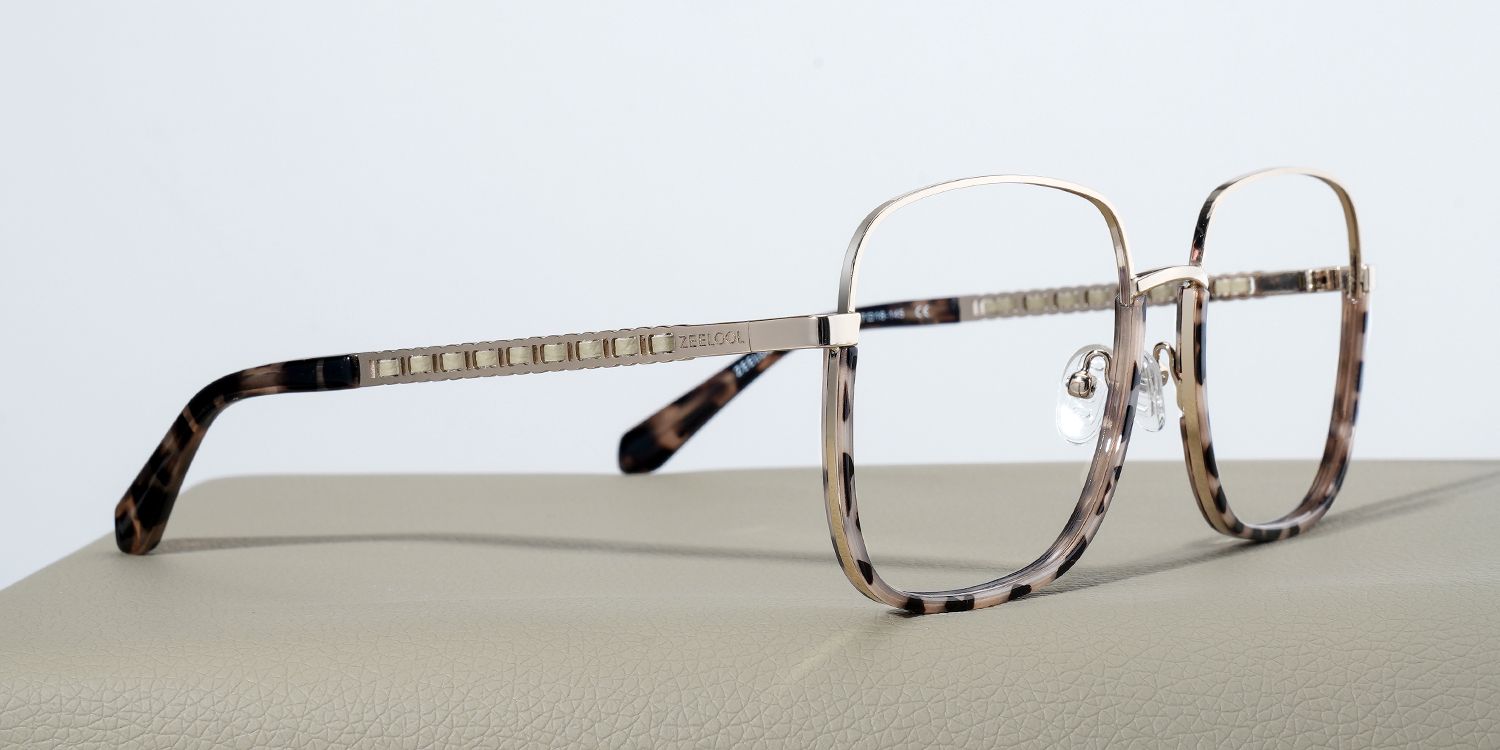 Perfecta Braun-Tortoise Quadratisch Gemischte-Materialien Brille1