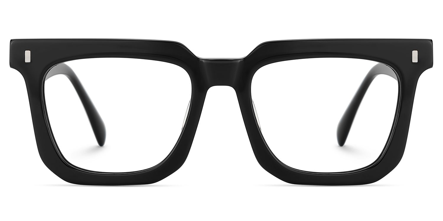 Lukas Schwarz Rechteckig Acetat Brille1