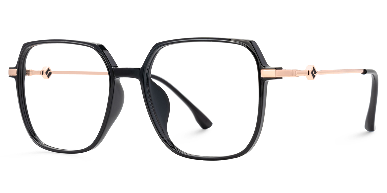 Betsey Schwarz Quadratisch Brille3