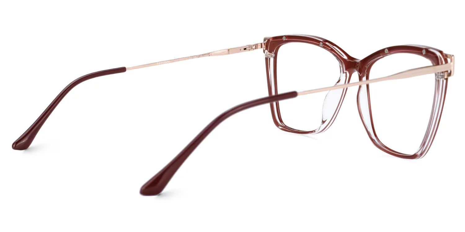 Matia Dunkelrot Quadratisch Brille2