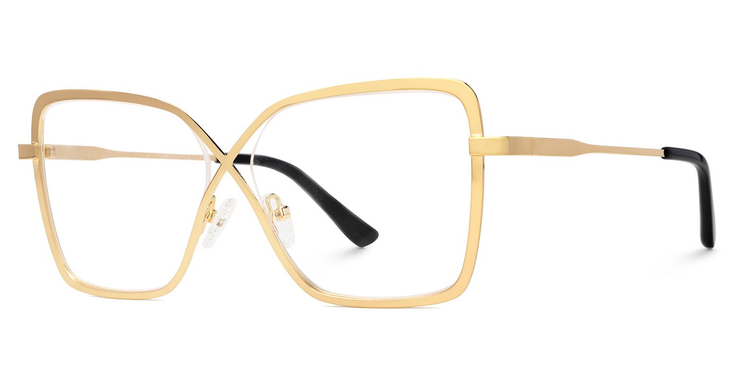 Racquel Gold Quadratisch Metall Brille4