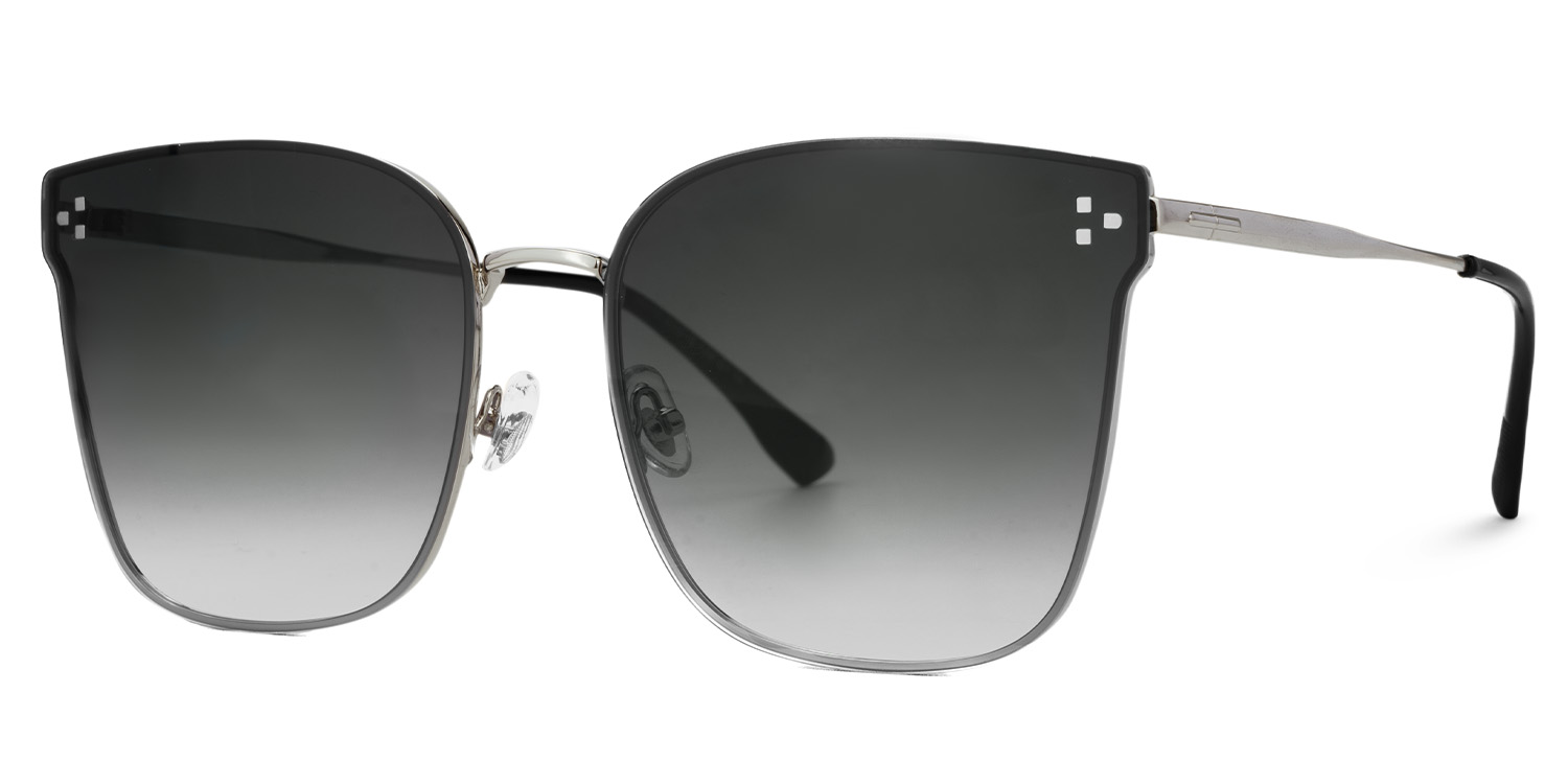 ZEELOOL Chloe Silber Quadratisch Sonnenbrille