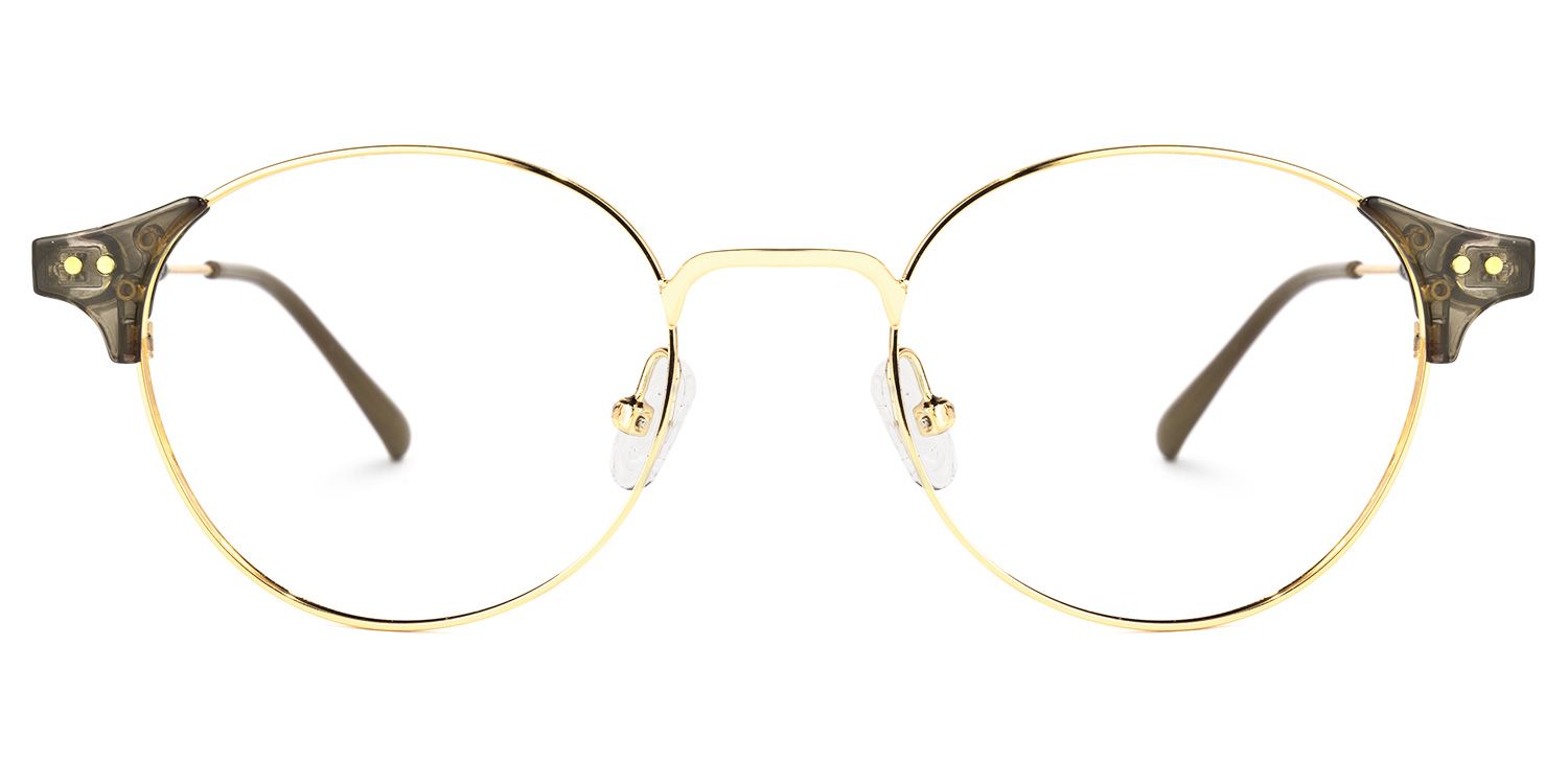 Orlaithe Dunkelgrün-Gold Rund Brille0
