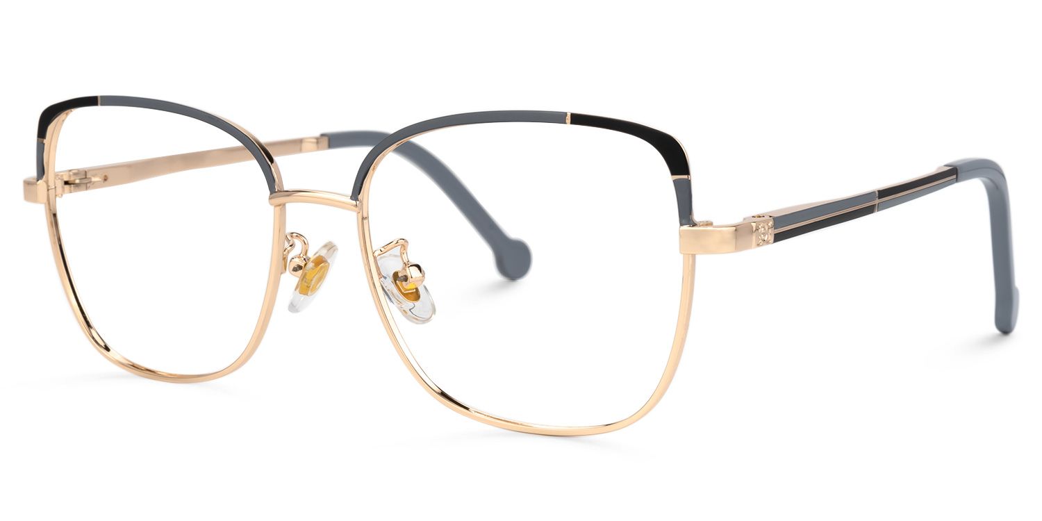 Felicity Gold-Grau Rechteckig Brille1