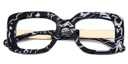 Yary Schwarz-Blumendruck Quadratisch Brille1