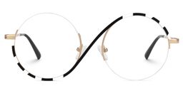 Alina Schwarz-Weiß Rund Brille0