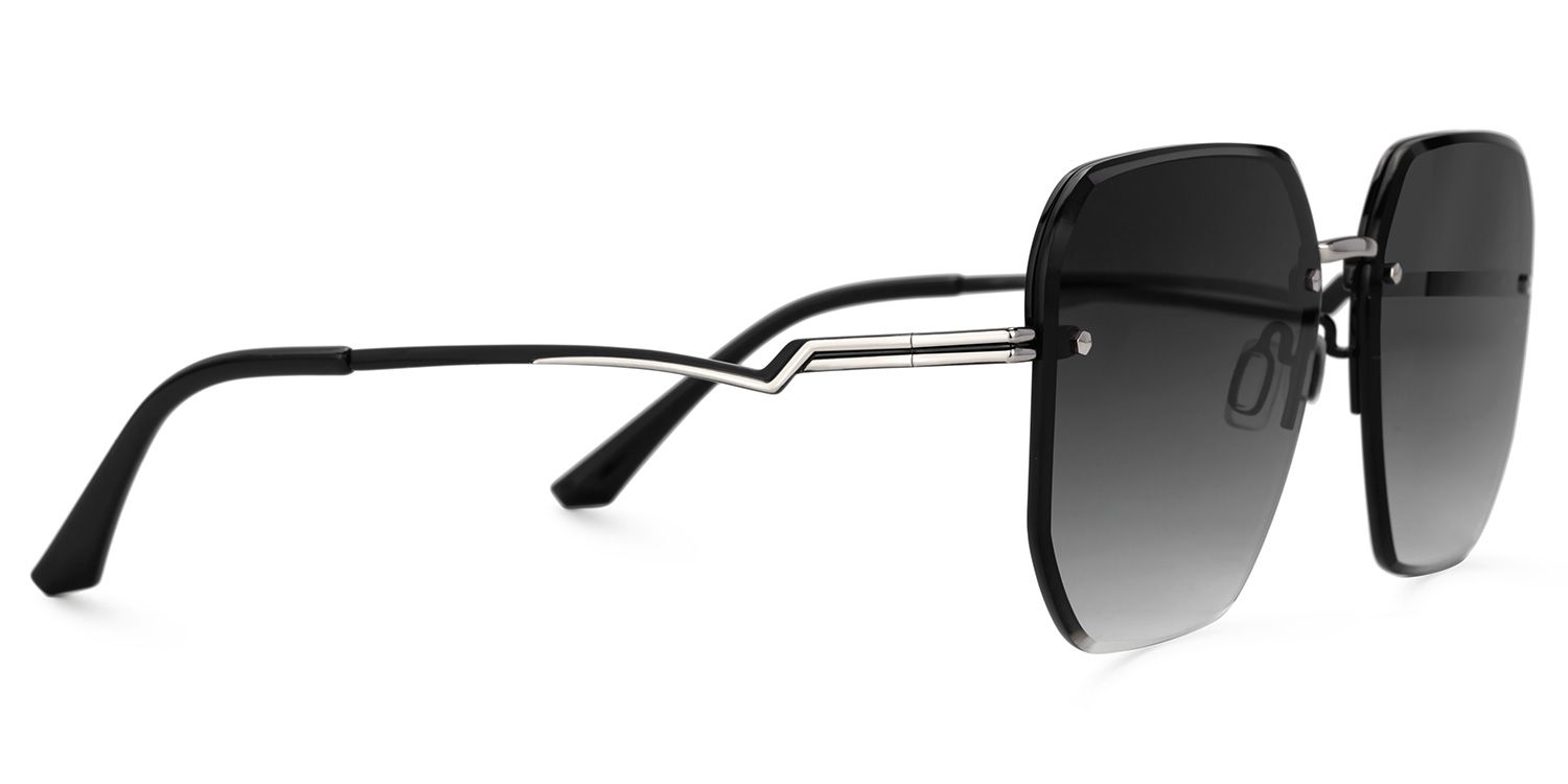Geralene Silber Geometrisch Metall Sonnenbrille2