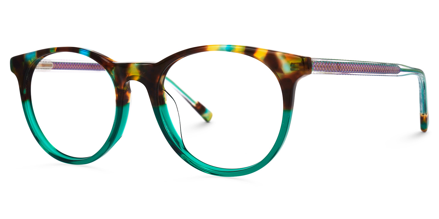 Necho Grün-Tortoise Rund Brille1