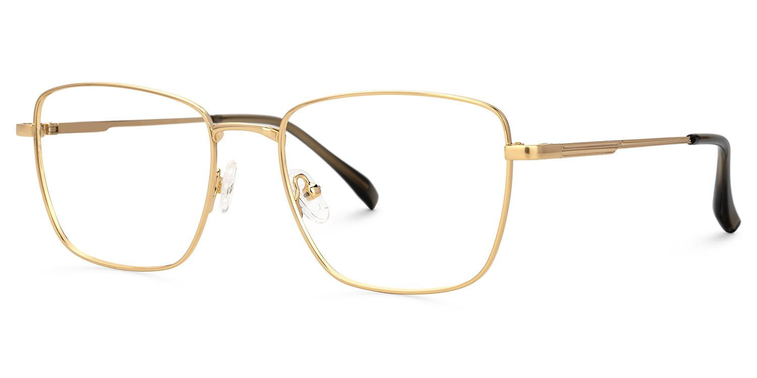 Oduntan Gold Rechteckig Metall Brille1