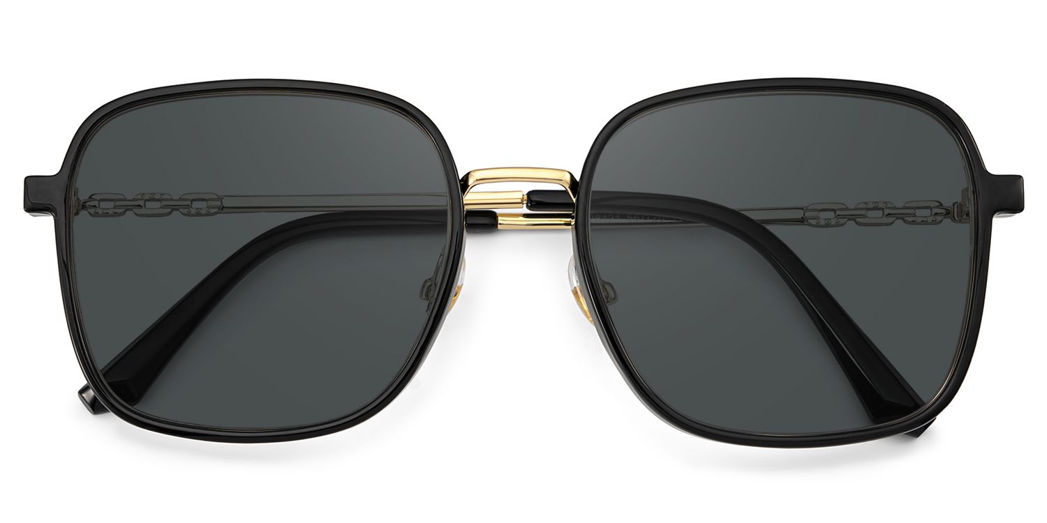 Frida Schwarz Quadratisch Gemischte-Materialien Sonnenbrille1