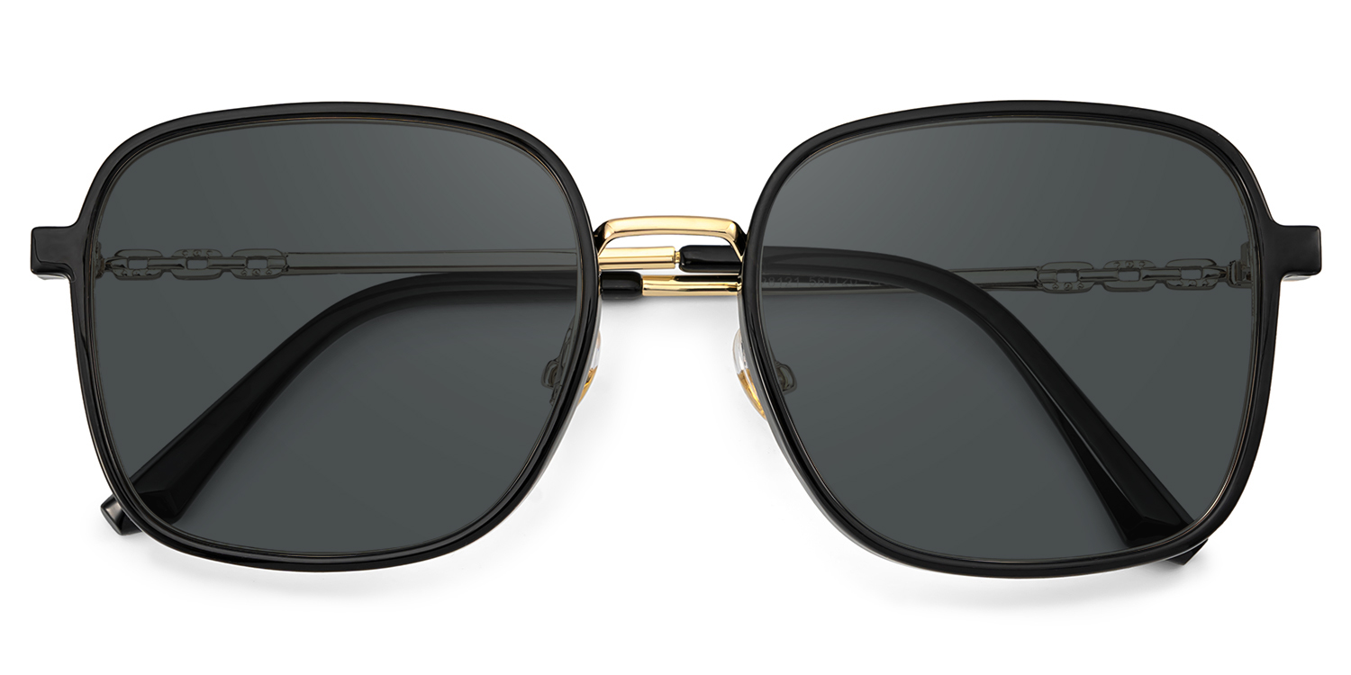 Frida Schwarz Quadratisch Gemischte-Materialien Sonnenbrille1