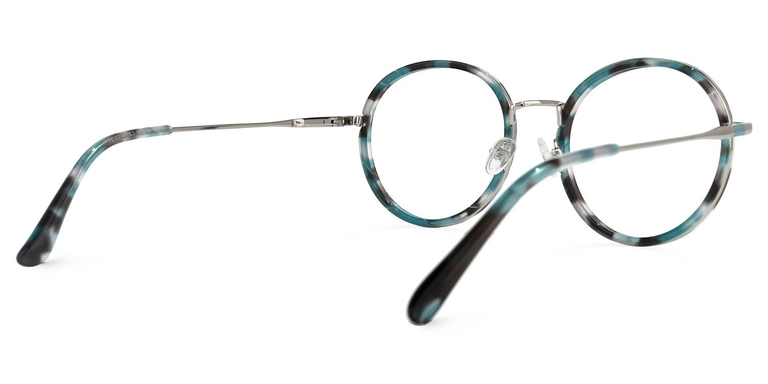 Valery Blumendruck-Blau Rund Brille2
