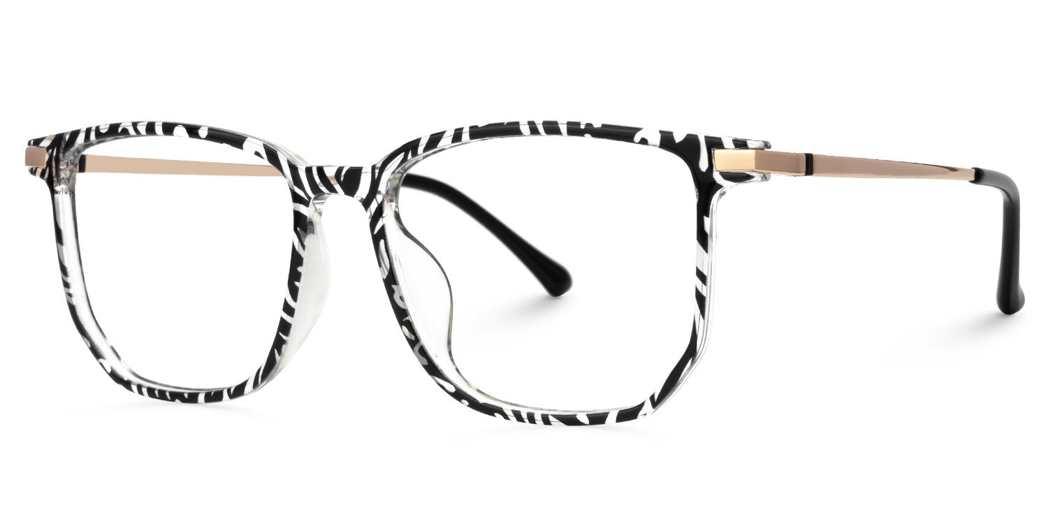 Fezell Schwarz-Weiß Rechteckig TR90 Brille3