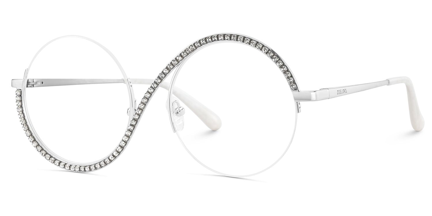 Alina Silber Rund Metall Brille2