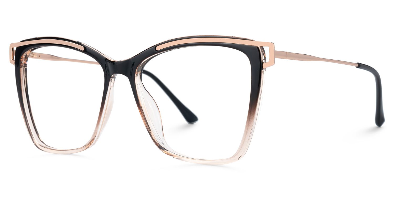 Matia Schwarz-Braun Quadratisch Brille1