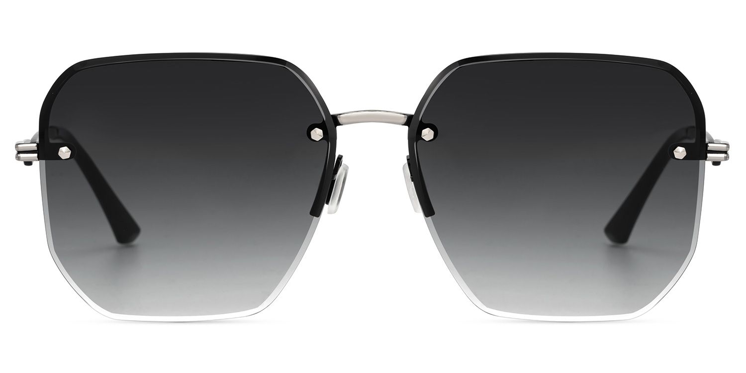Geralene Silber Geometrisch Metall Sonnenbrille0
