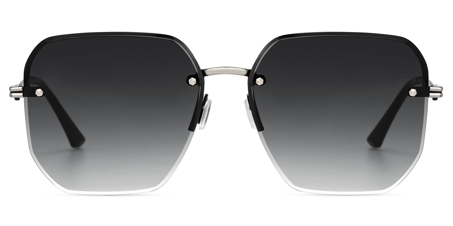 Geralene Silber Geometrisch Sonnenbrille gutes Bild
