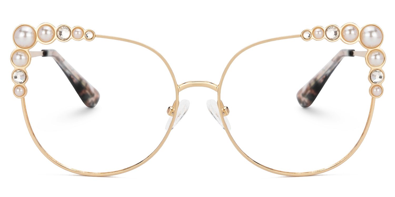 Wallice Gold Cateye Metall Brille1