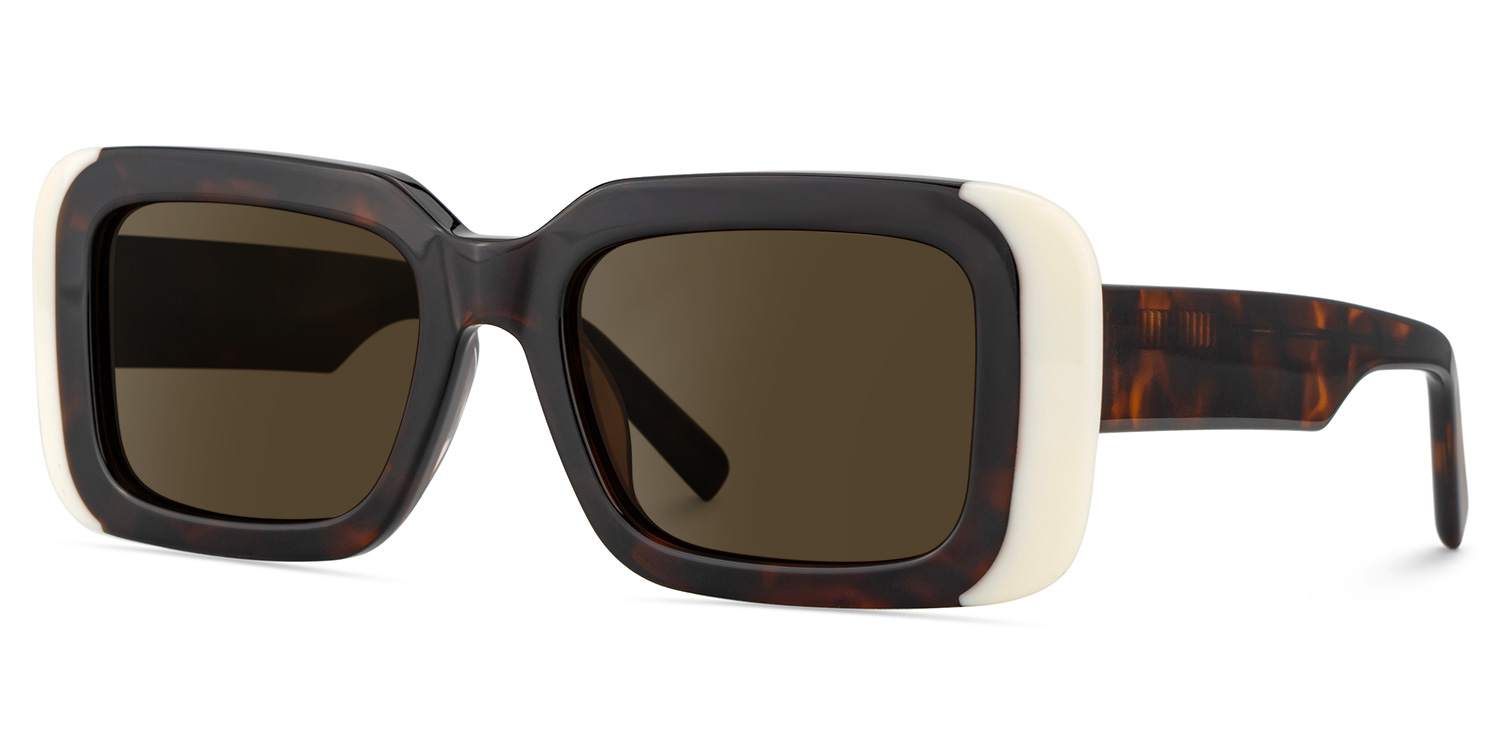Freya Tortoise Rechteckig Acetat Sonnenbrille2