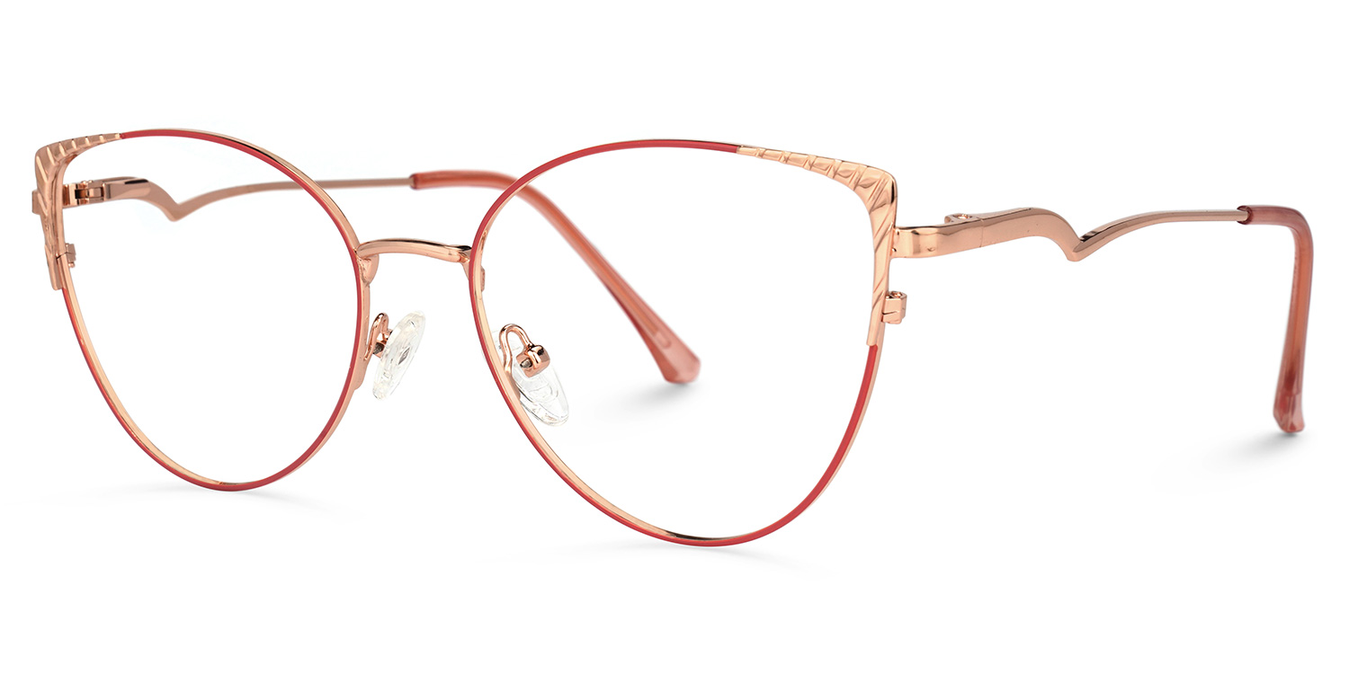 Ena Rot-Gold Cateye Brille1