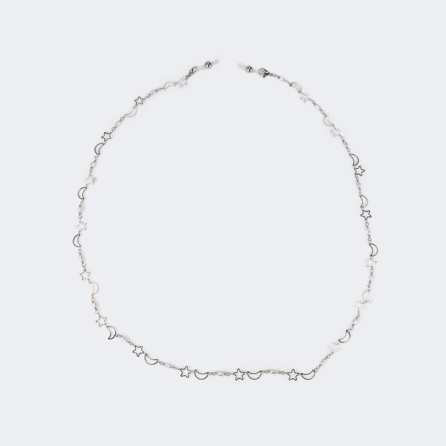 ZEELOOL Pallu Silber-Stern-Mond Brillenkette