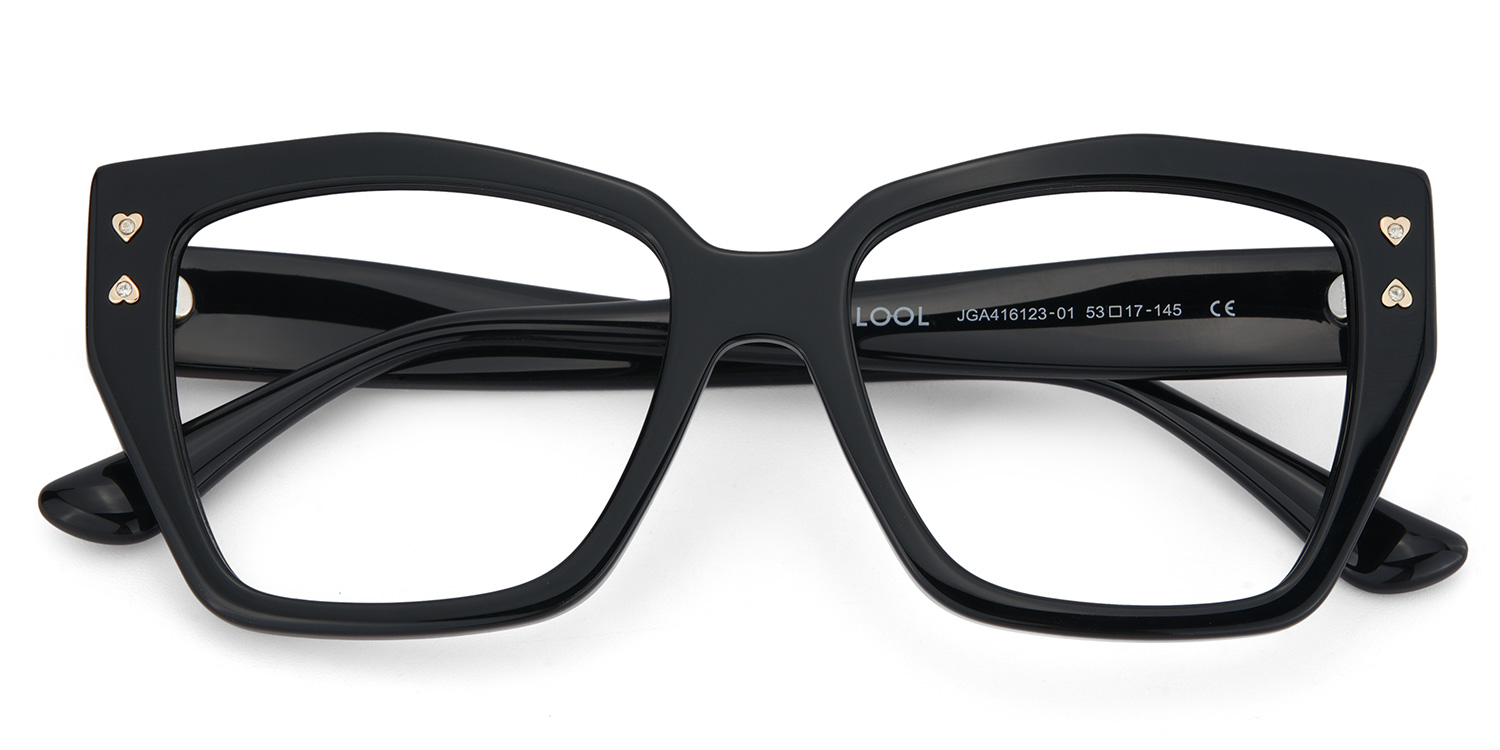 Jemia Schwarz Schmetterling Acetat Brille1