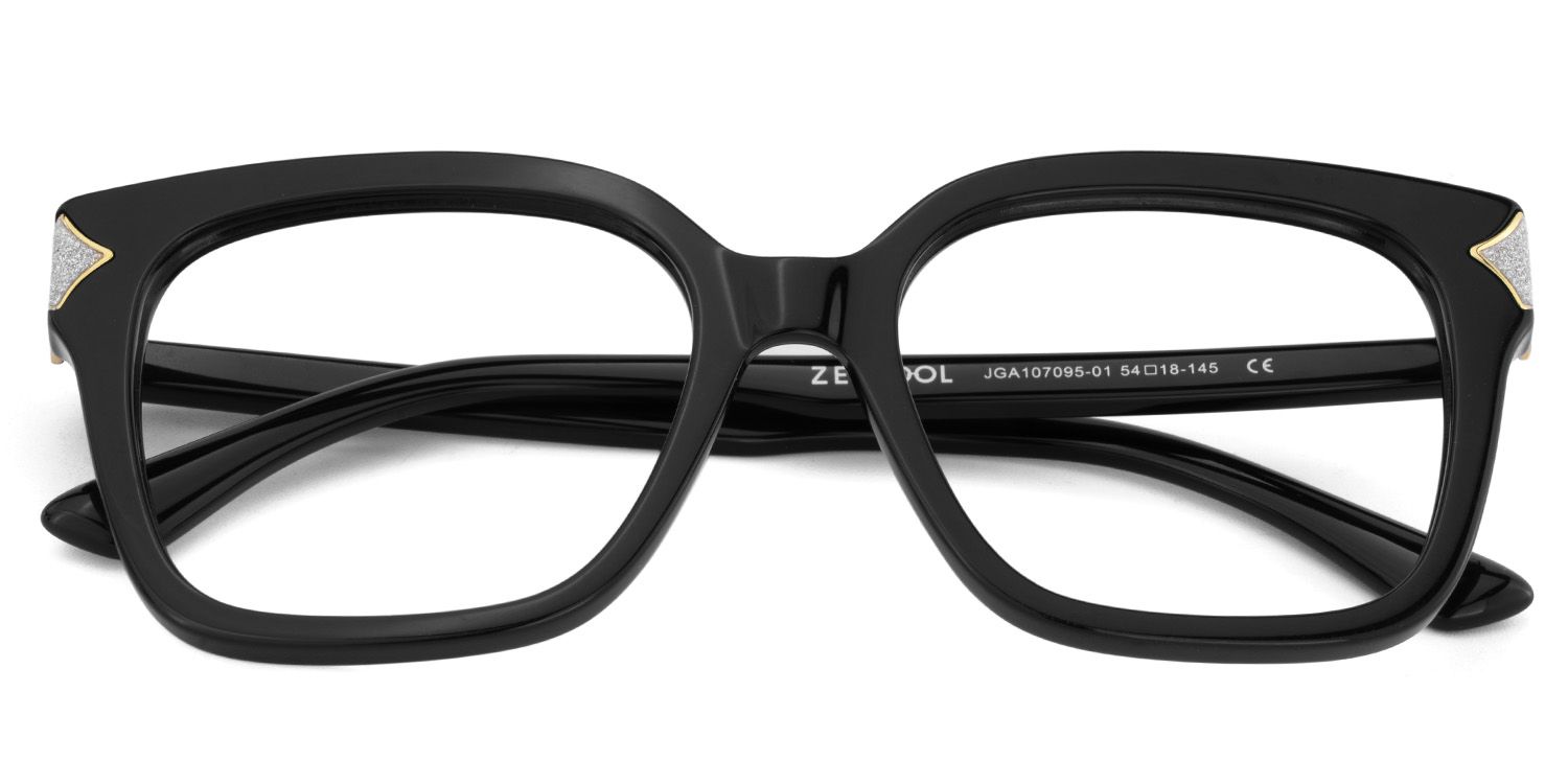Shakeel Schwarz Quadratisch Acetat Brille1