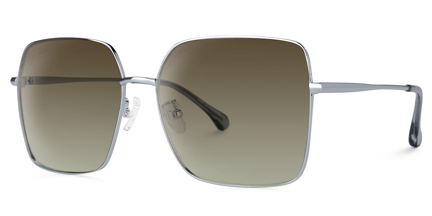 Marlo Silber Rechteckig Sonnenbrille1