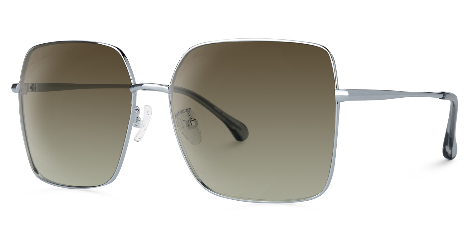 ZEELOOL Marlo Silber Rechteckig Sonnenbrille
