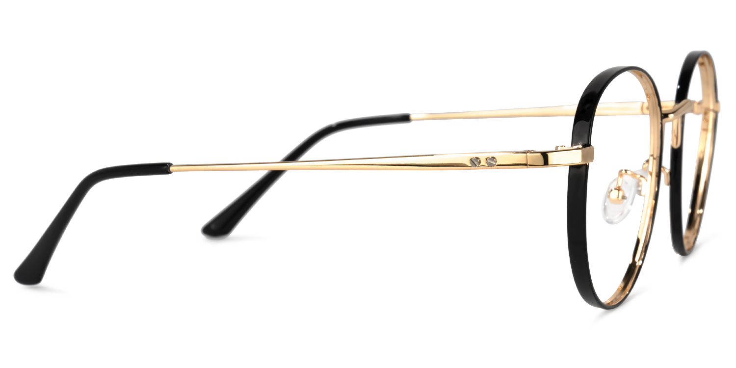 Queeny Schwarze Gold Runde Brille2