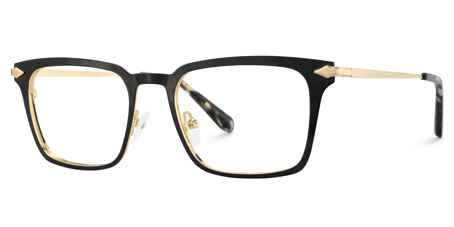 Chaney Schwarz Rechteckig Metall Brille2